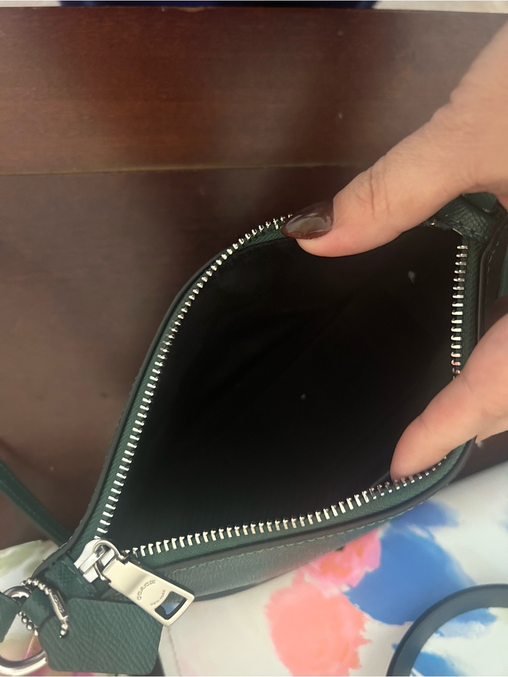 Coach Teal Green Crossgrain Leather Crossbody Bag Silver Hardware - Picture 2 of 3
